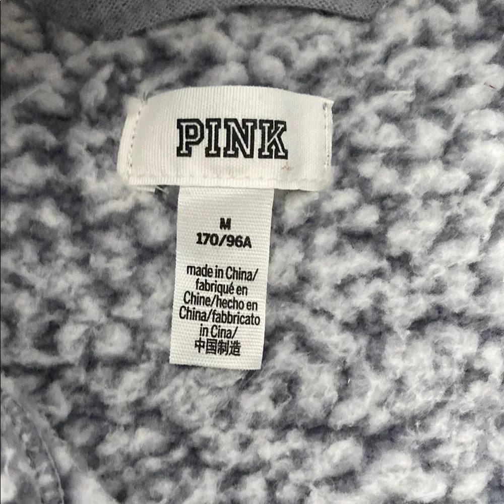 PINK Victoria's Secret Gray Sherpa Zip-Up Onesie - Picture 6 of 6